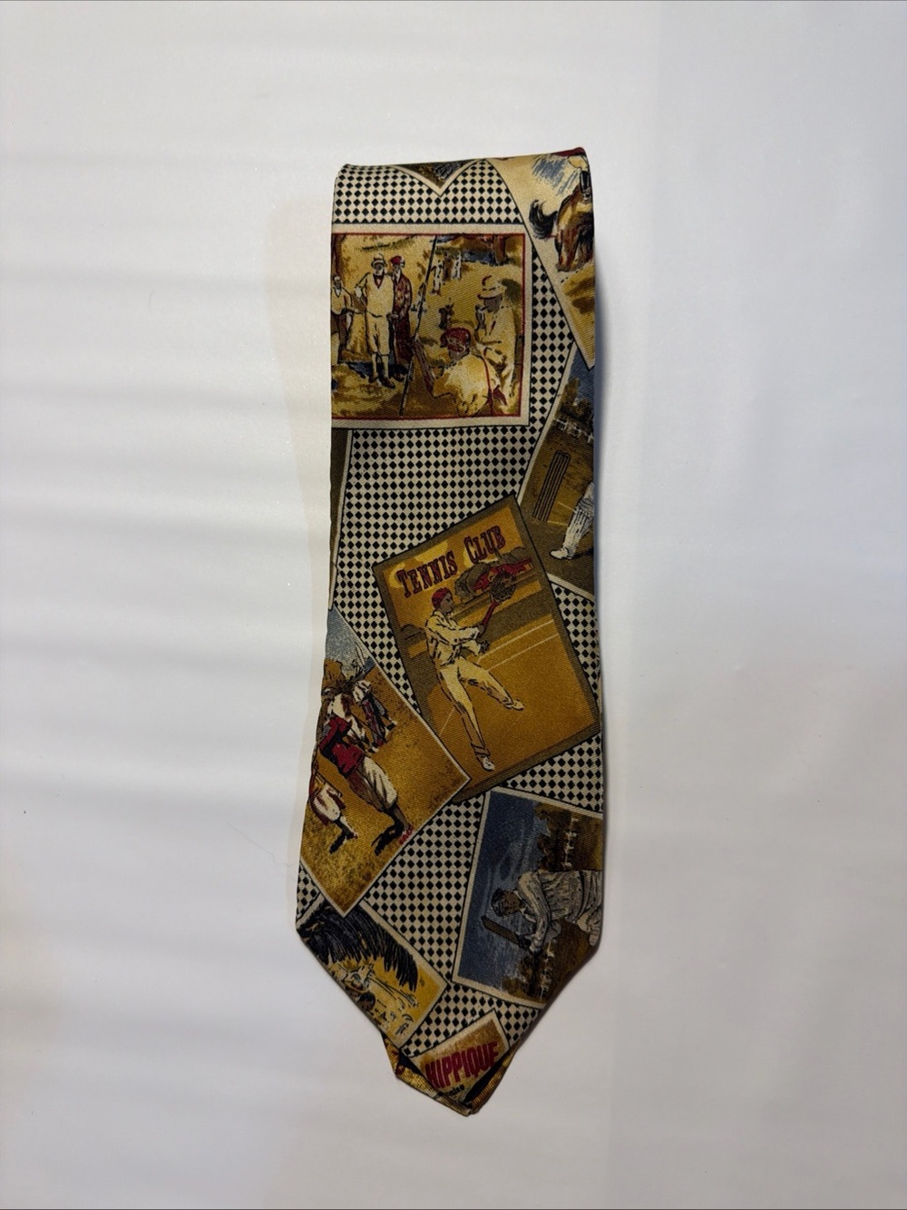 Brooks Brothers Makers Vintage 80's Sports Print Silk Tie 3.5" Wide 59" Long